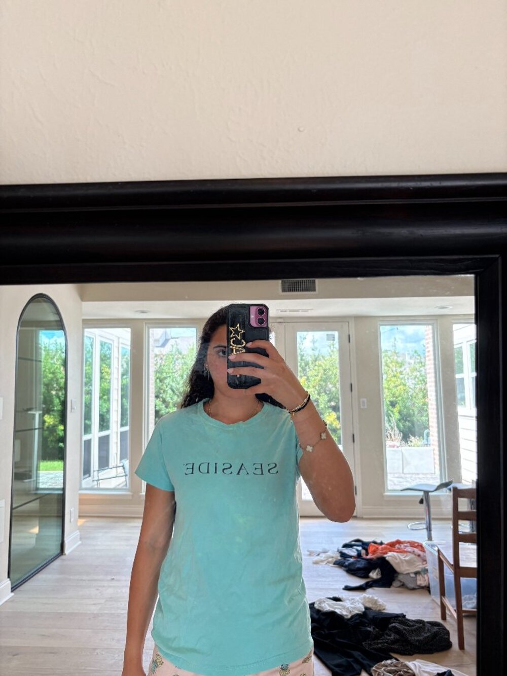 Seaside Women's Blue and Green T-shirt